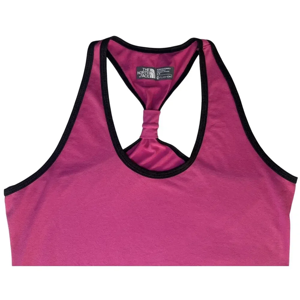 North Face Flash Dry Tank Top Lightweight Racerback Workout Pink Black Trim Med
